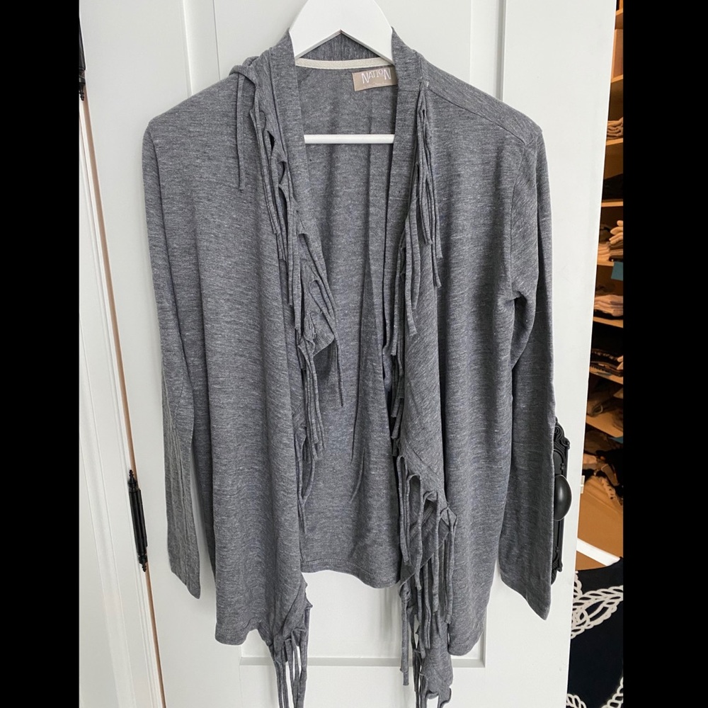 Nation Fringe Grey Cardigan